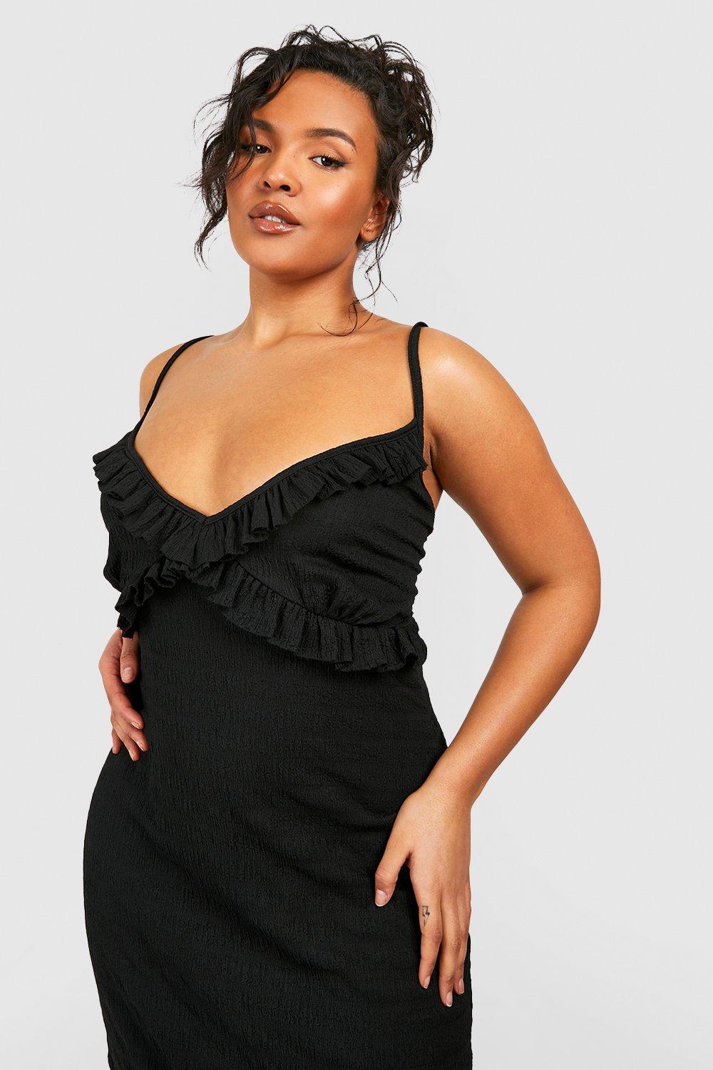 Black strappy tassel longline midi dress hotsell