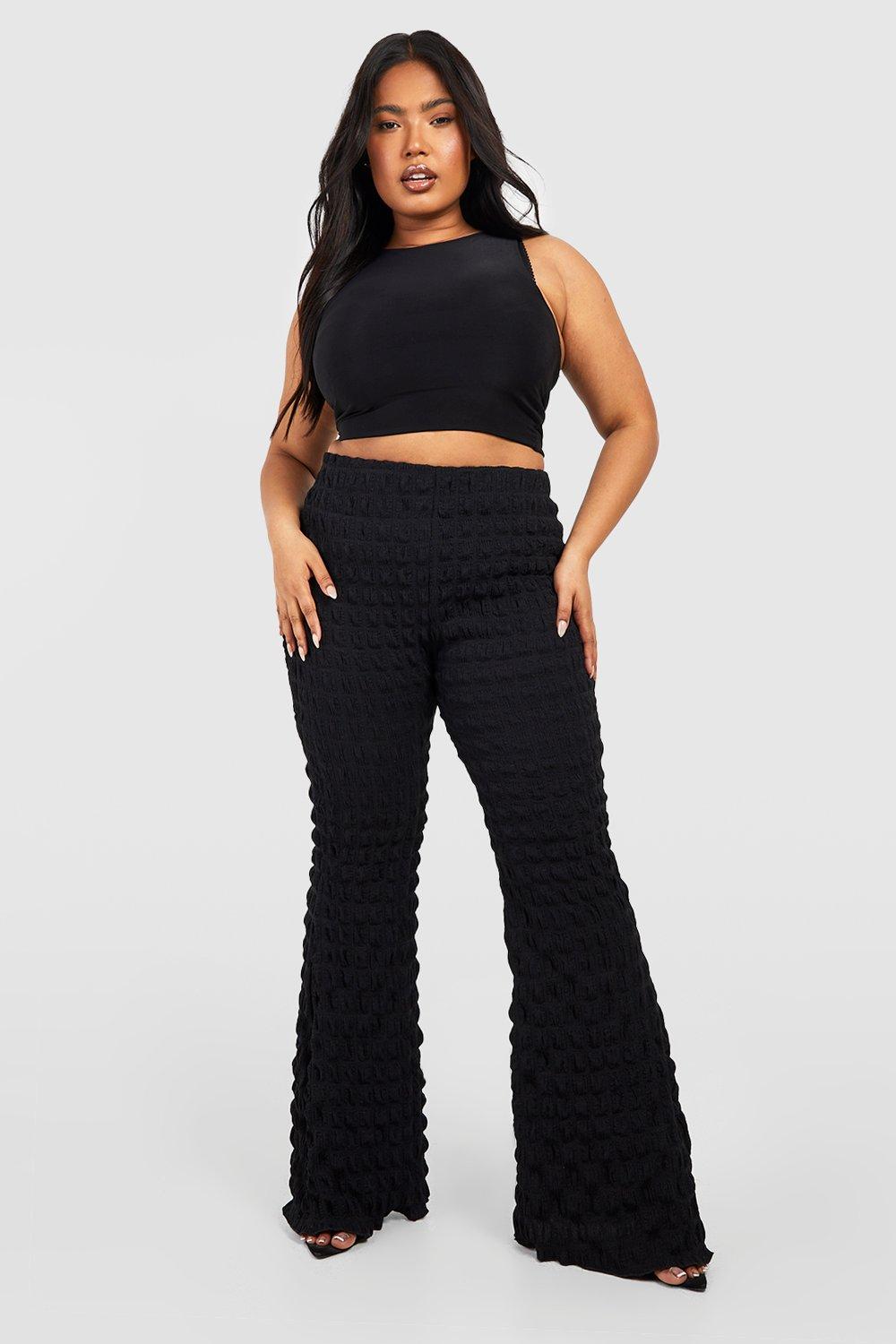 Plus Bubble Textured Flared Trouser