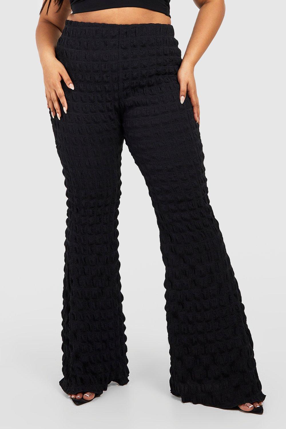 Plus Bubble Textured Flared Pants