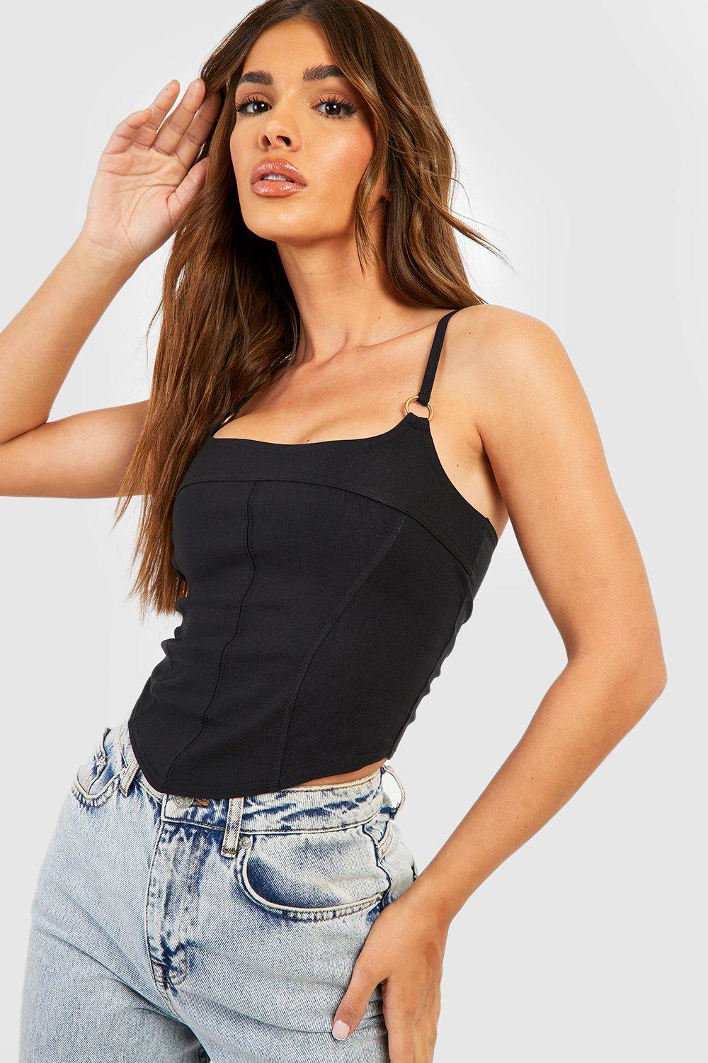 Ring Detail Bengaline Strappy Corset Top