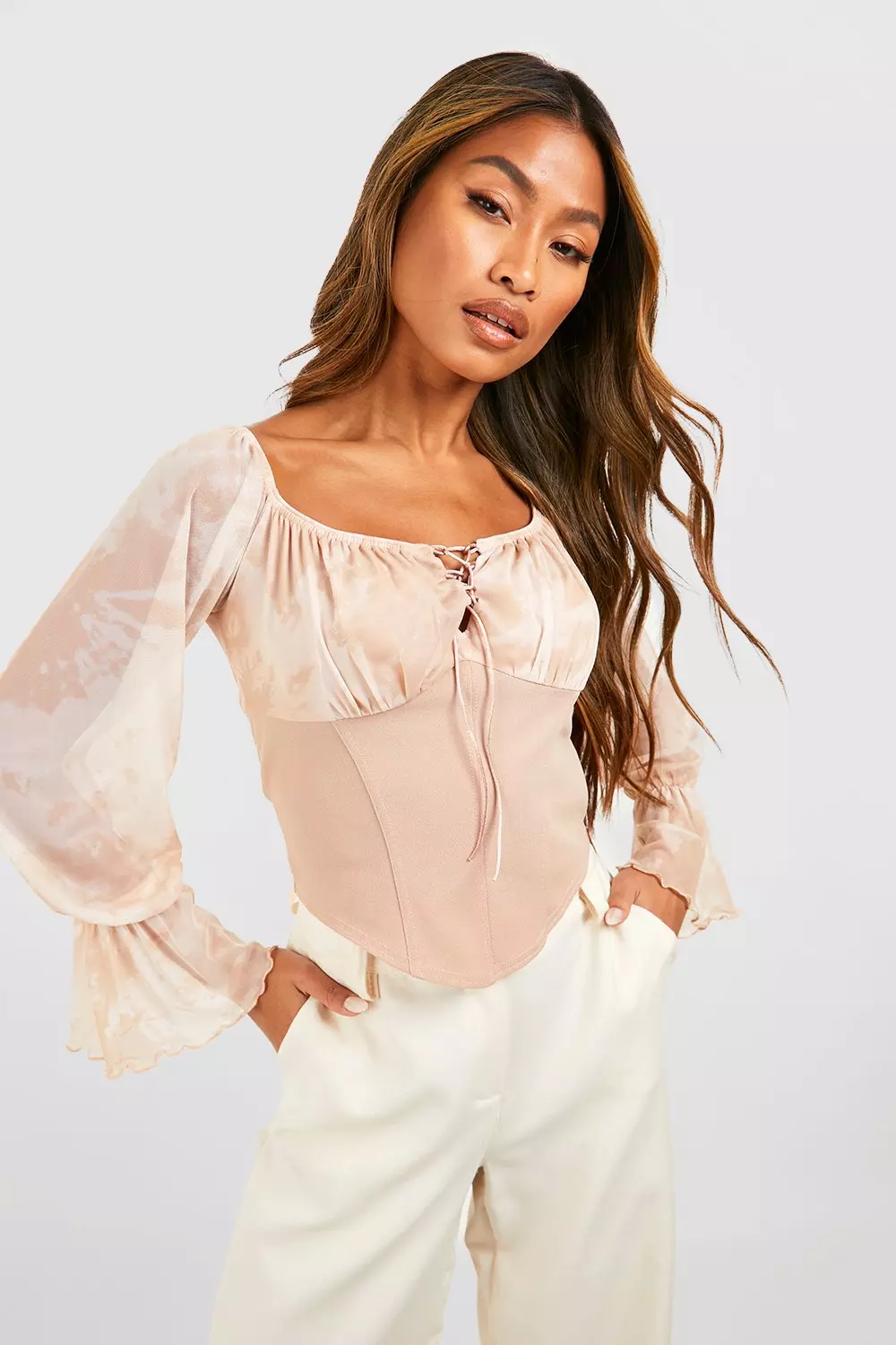 Long sleeve outlet bardot corset top