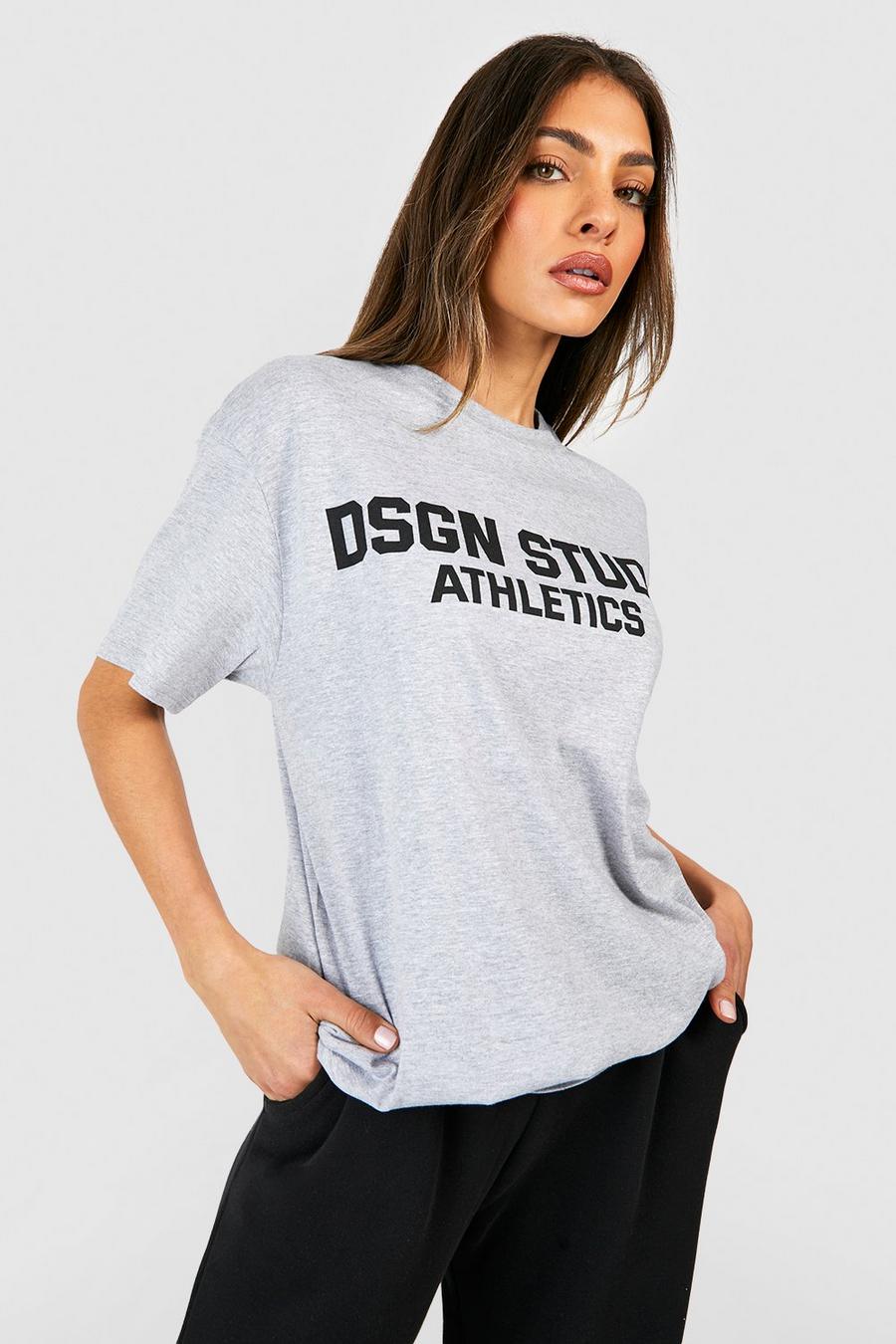 Grey marl Dsgn Studio Athletics Slogan Oversized T-shirt  image number 1