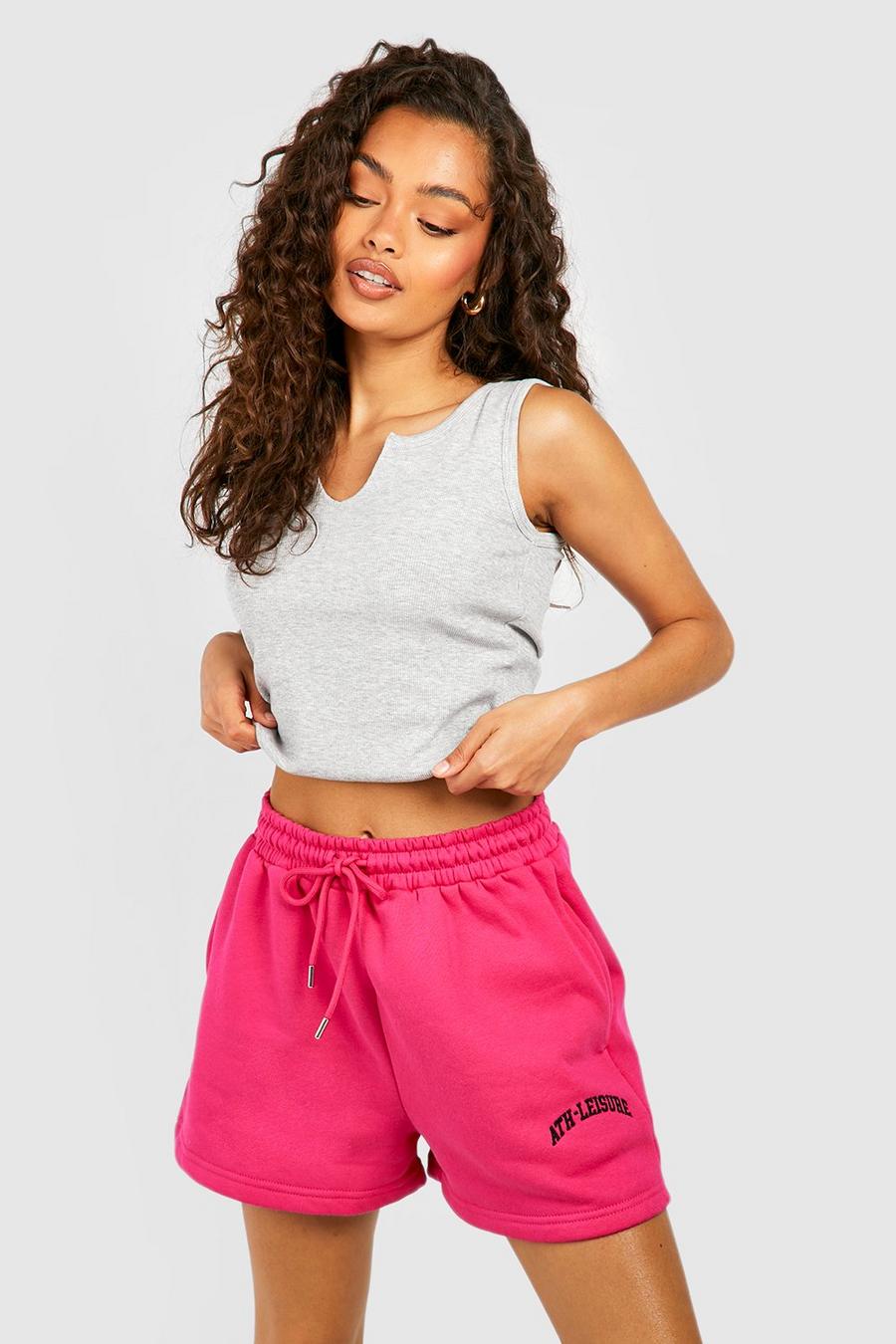 Bestickte Jogger-Shorts, Hot pink