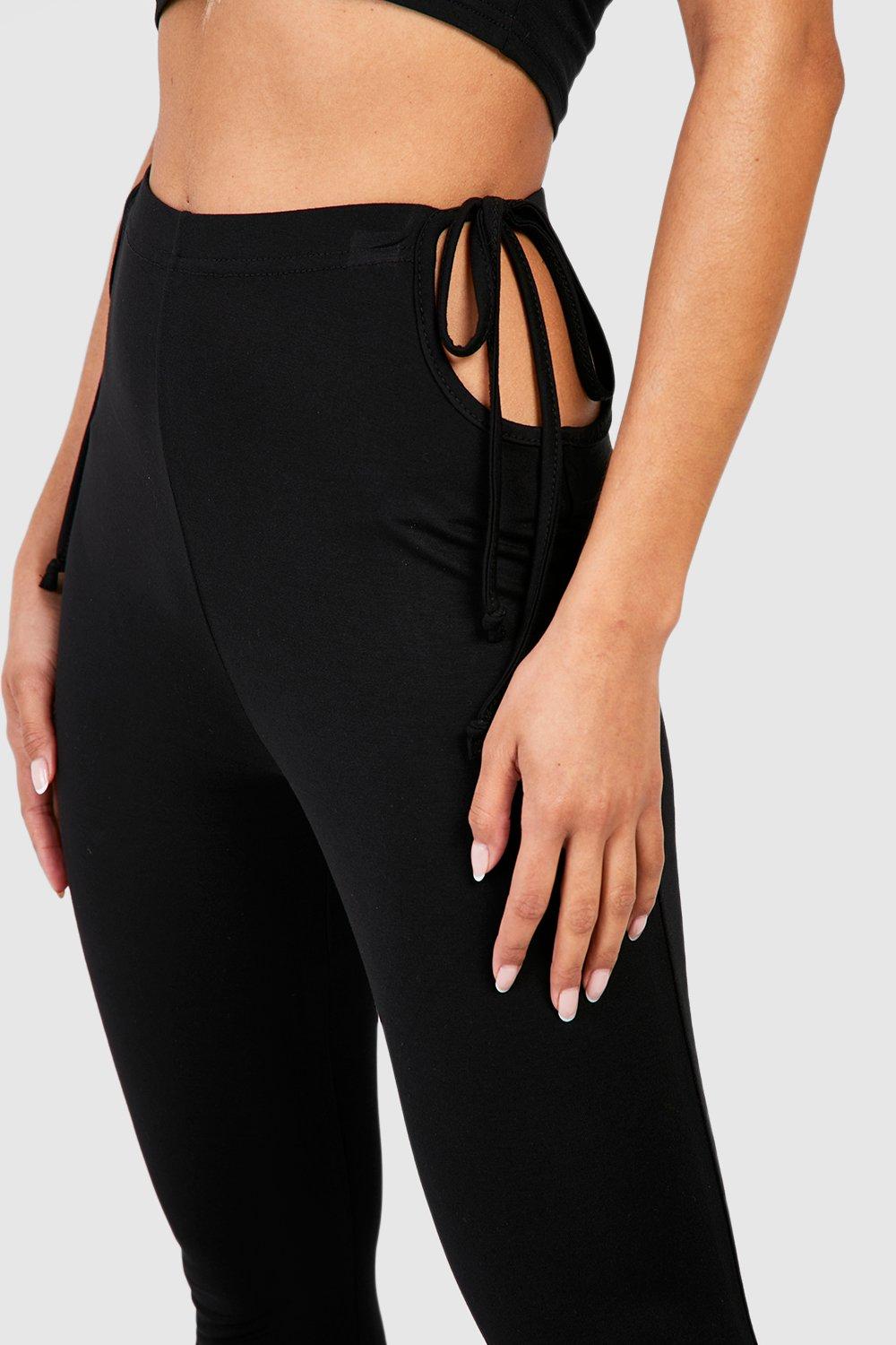 Cotton Black High Waisted Flared Trousers