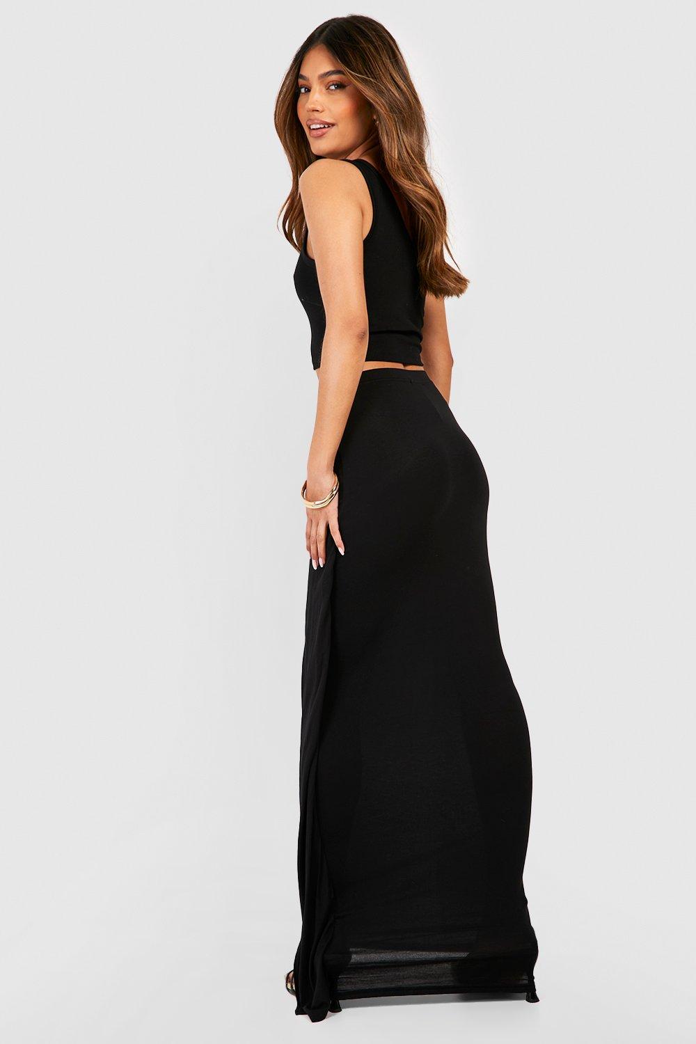 Jersey Wrap Tie Side Maxi Skirt boohoo