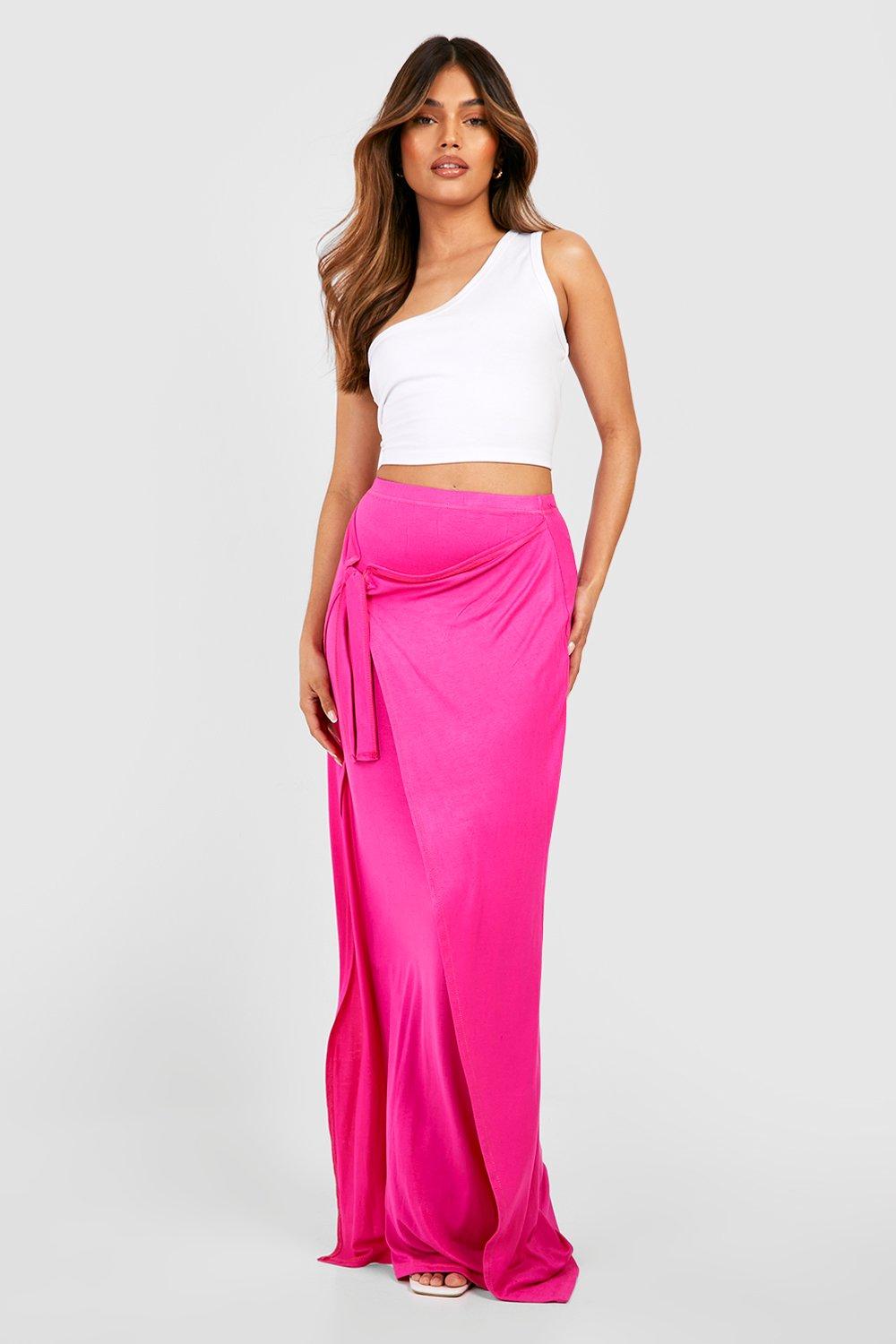 Jersey Knit Wrap Tie Side Maxi Skirt boohoo USA