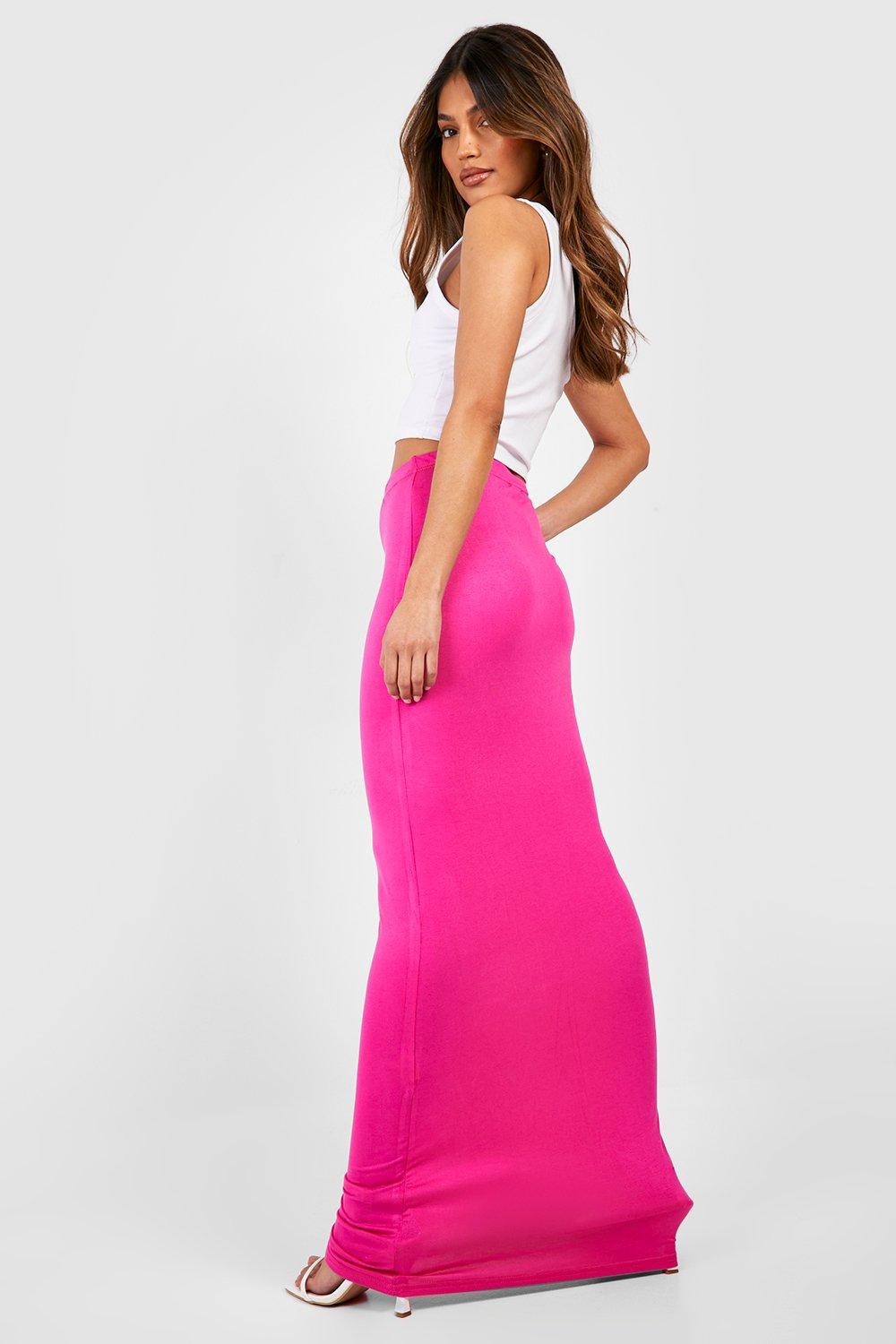 Hot pink 2025 knit maxi skirt