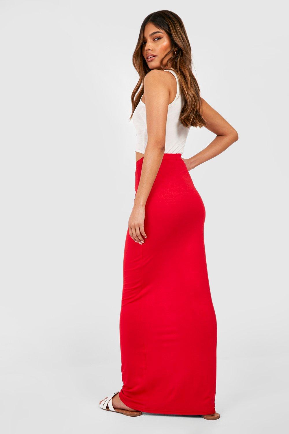 Boohoo red maxi clearance skirt