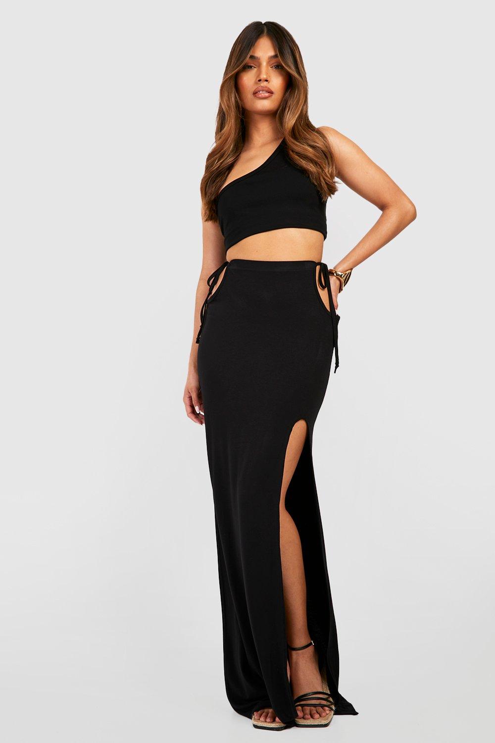 Long jersey skirt with side split hotsell