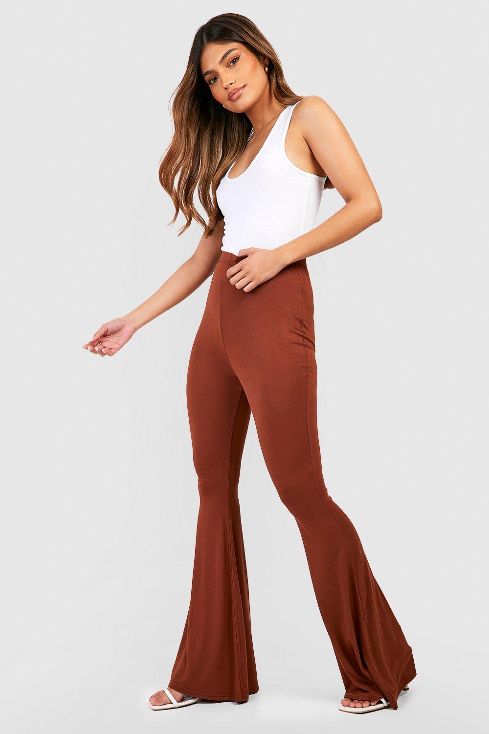 Pantalon flare taille haute en jersey boohoo