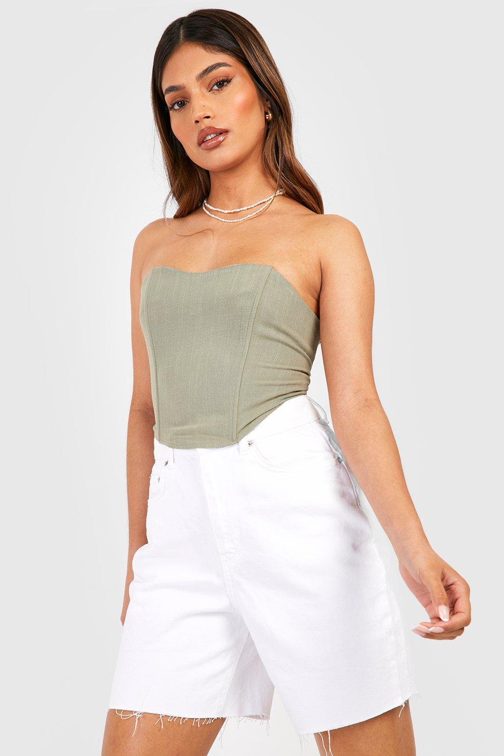 Linen Corset Top | boohoo