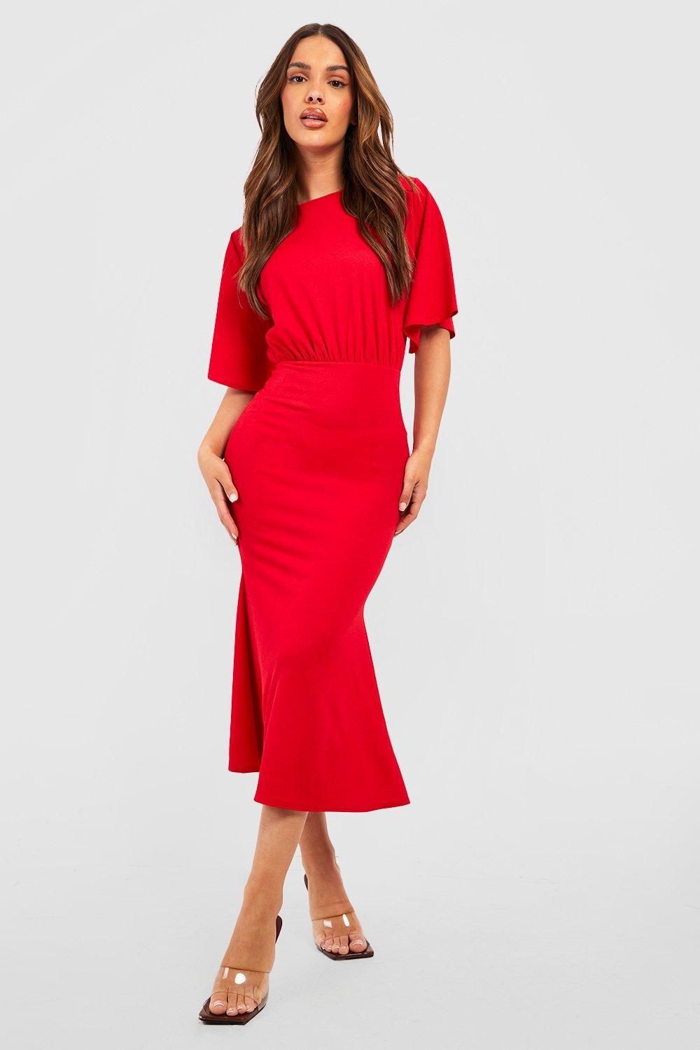 Fishtail Ruched Midi Dress