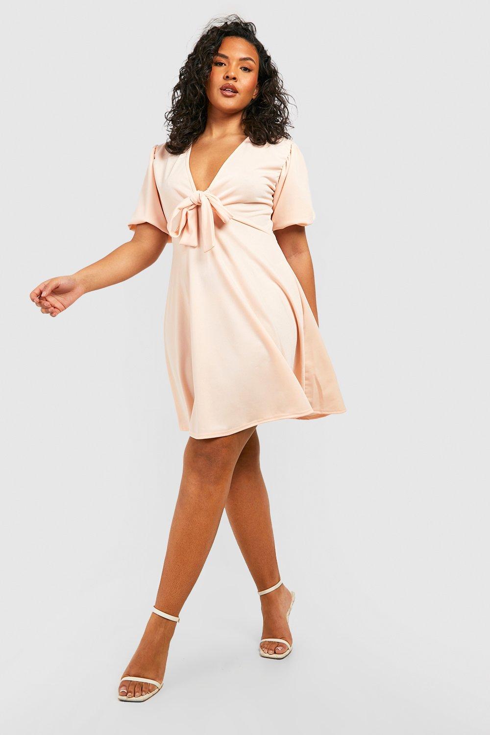 Boohoo knot best sale front dress