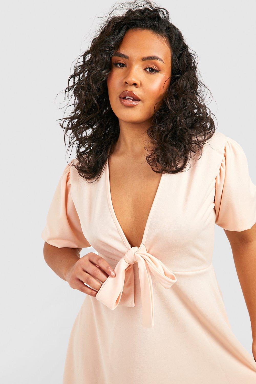 Boohoo knot front clearance dress