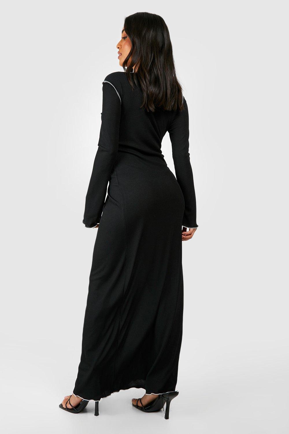 Petite Seam Detail Rib Maxi Dress