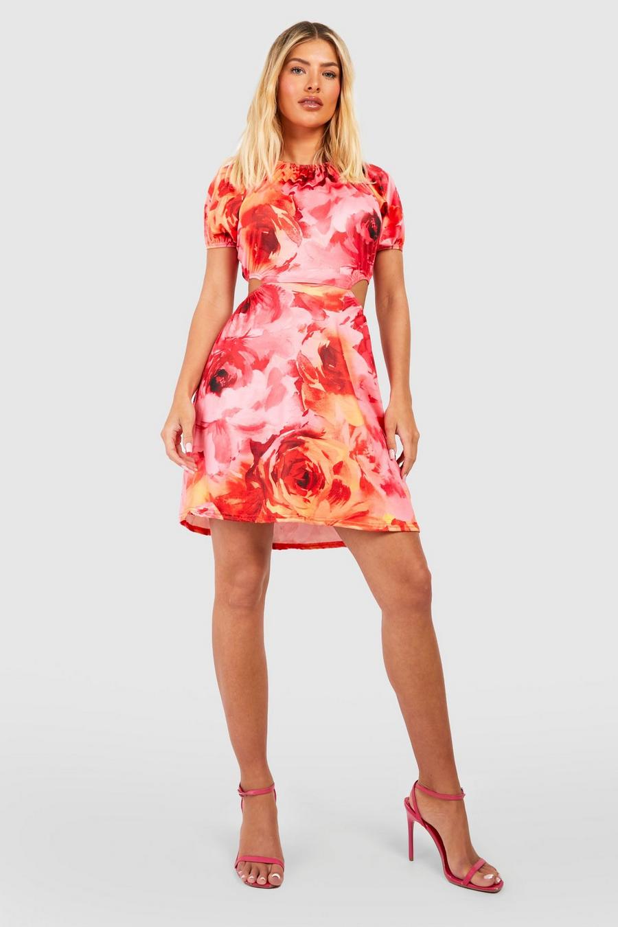 Floral Cut Out Puff Sleeve Sundress image number 1