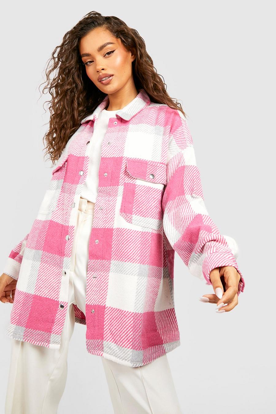 Pink Flannel Oversized Shacket image number 1