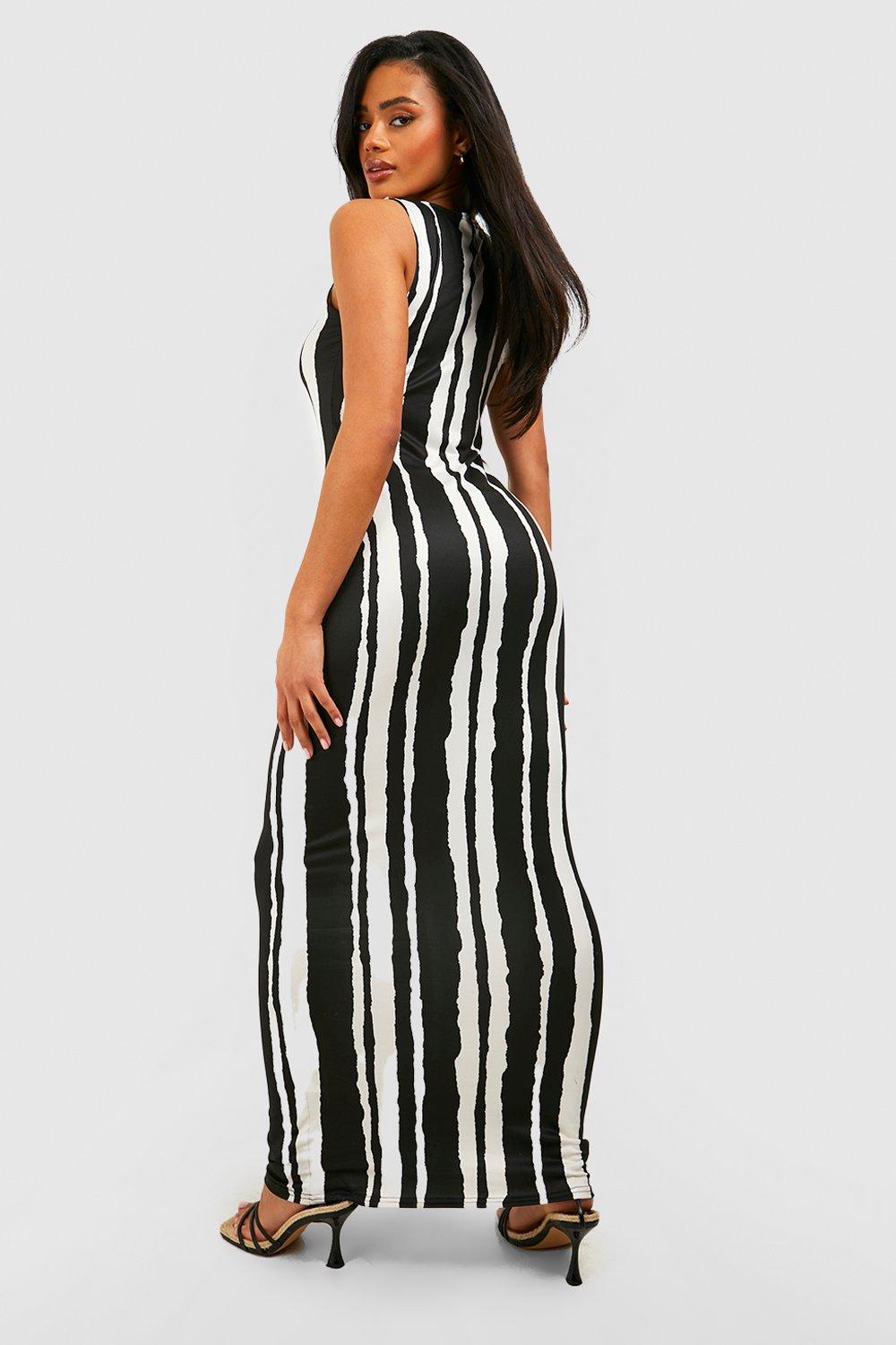 Sleeveless striped 2024 maxi dress