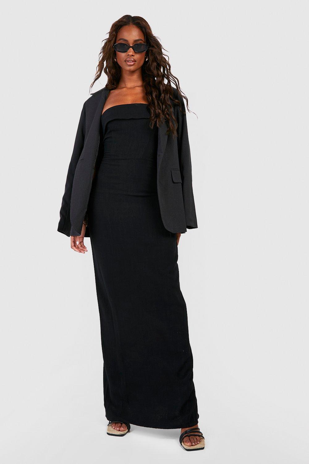 Robe de tailleur longue en lin