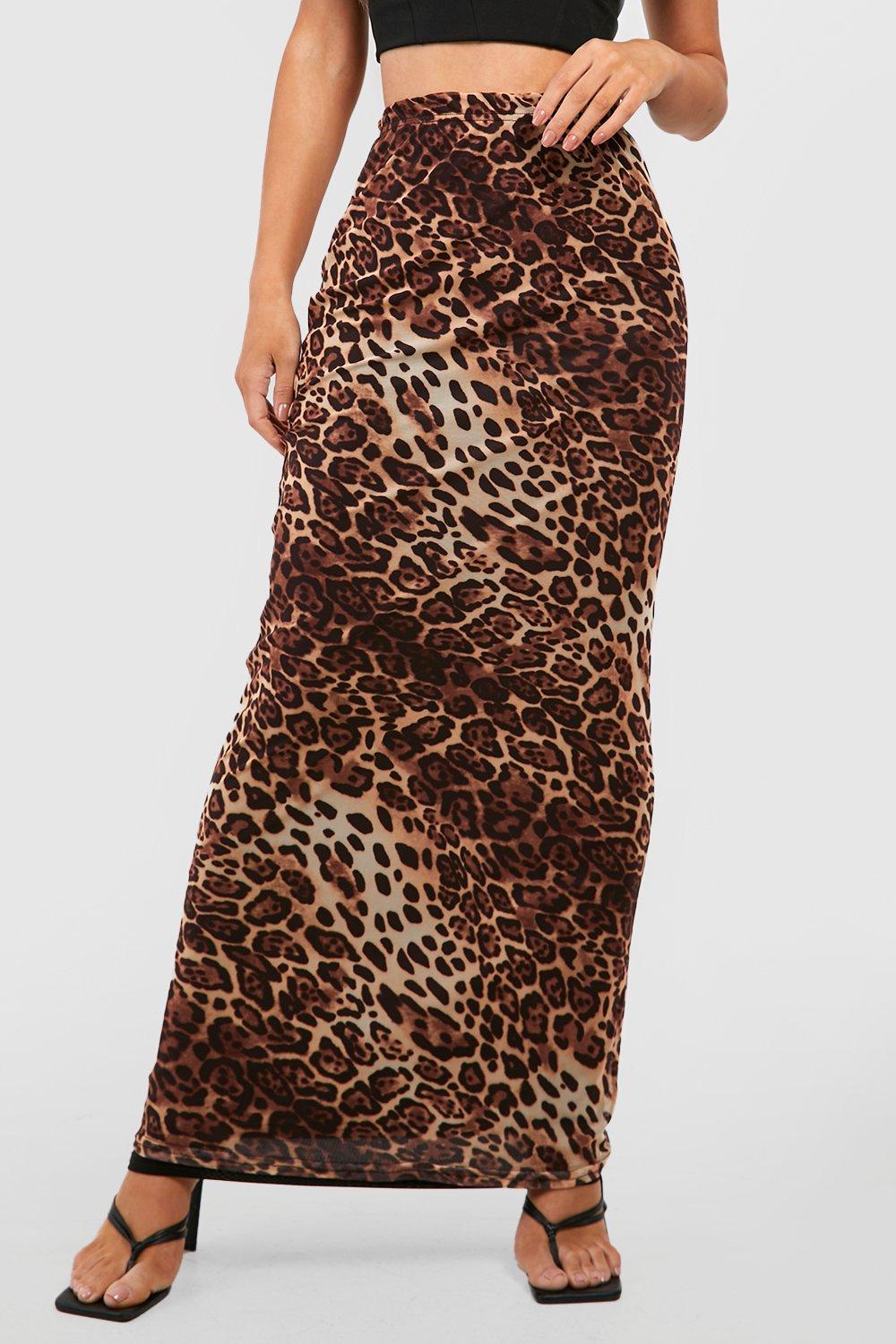 Leopard print hotsell maxi skirt xs