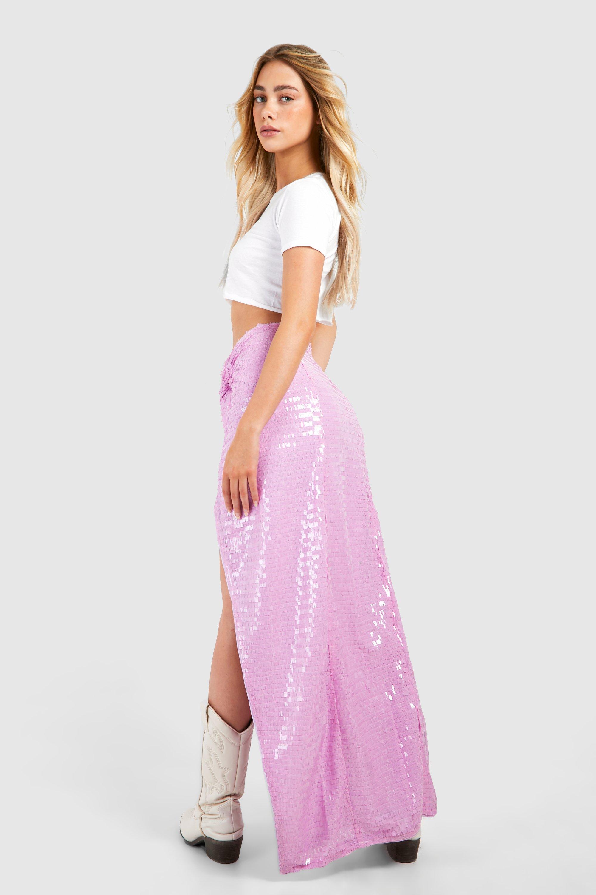 Missguided pleated maxi skirt in outlet pink