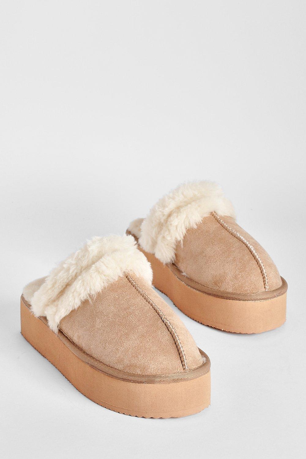 Slip on mules hot sale with fur