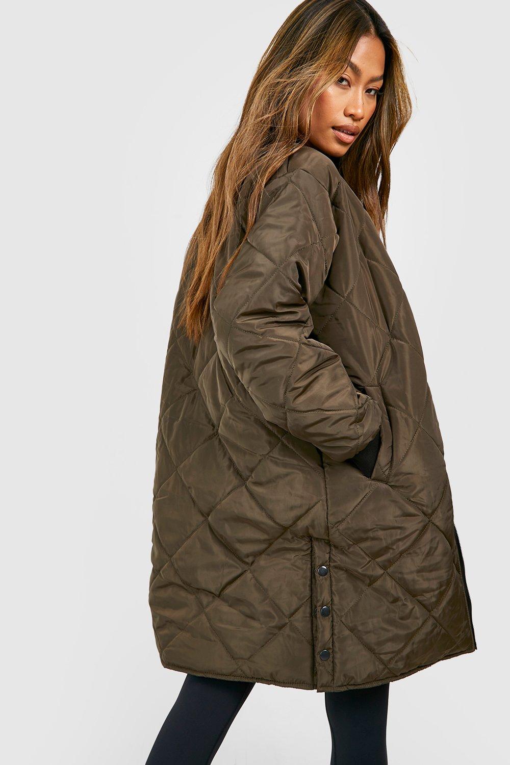Longline Quilted Bomber Jacket