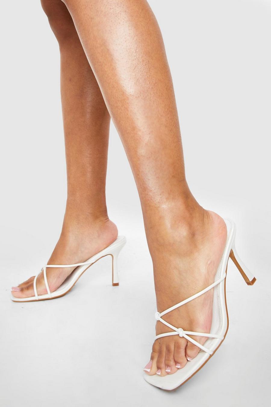 White Knot Detailed Heeled Mule  image number 1