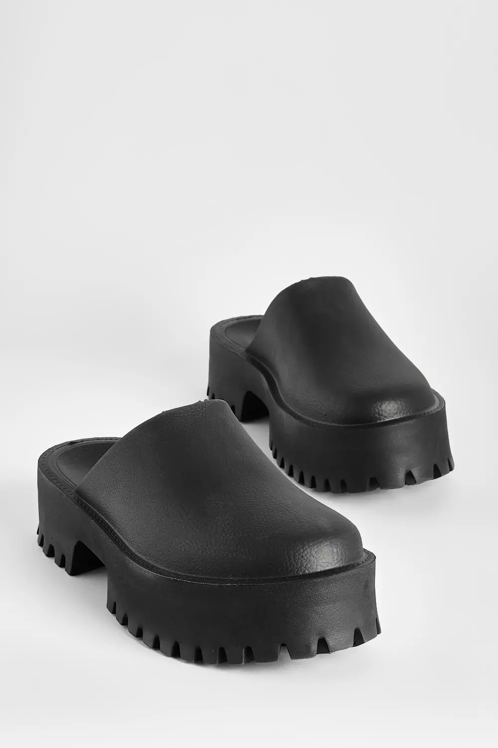 Black Platform Cleated Sole Clogs alternative image