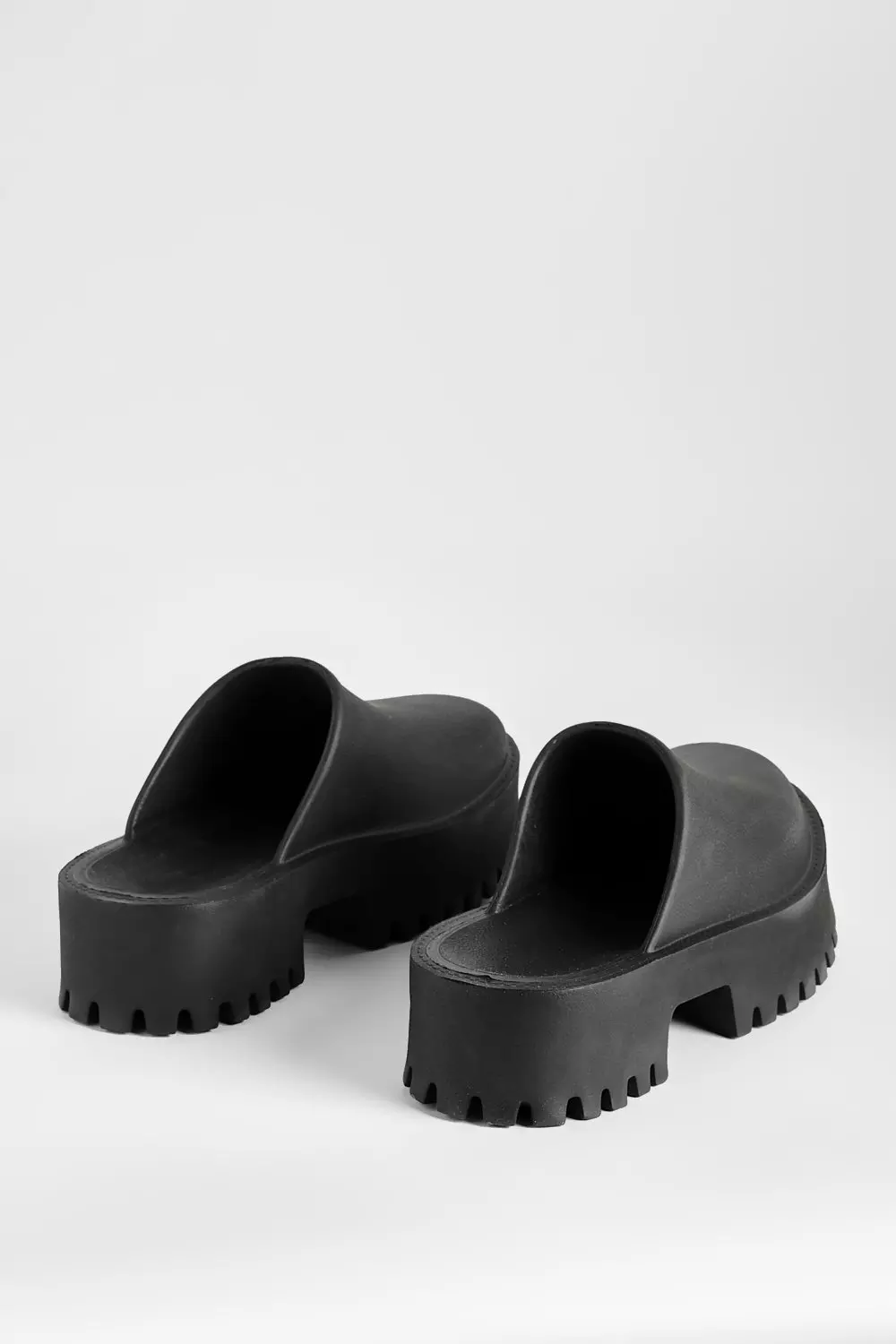 Black Platform Cleated Sole Clogs alternative image