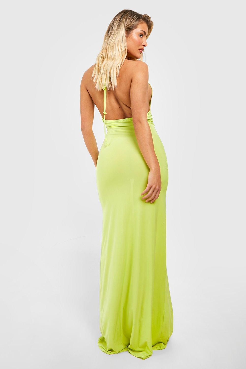 Cowl Neck Slinky Maxi Dress