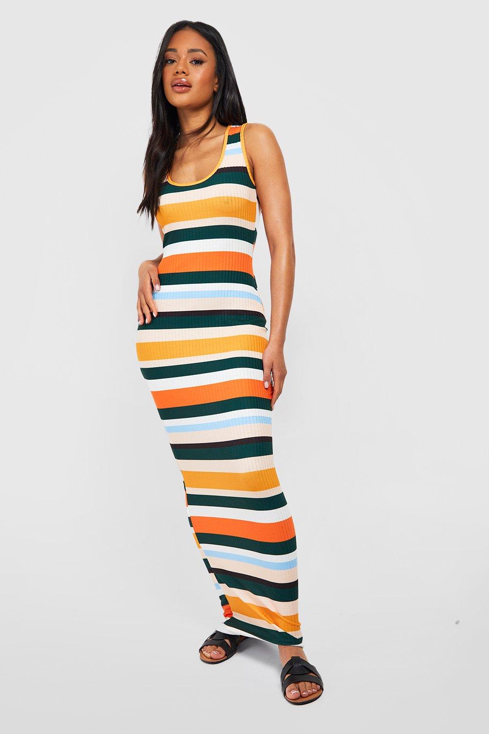 Pastel striped maxi on sale dress