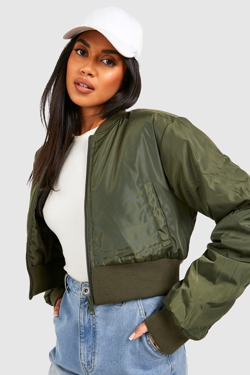 Ladies cropped 2025 bomber jacket