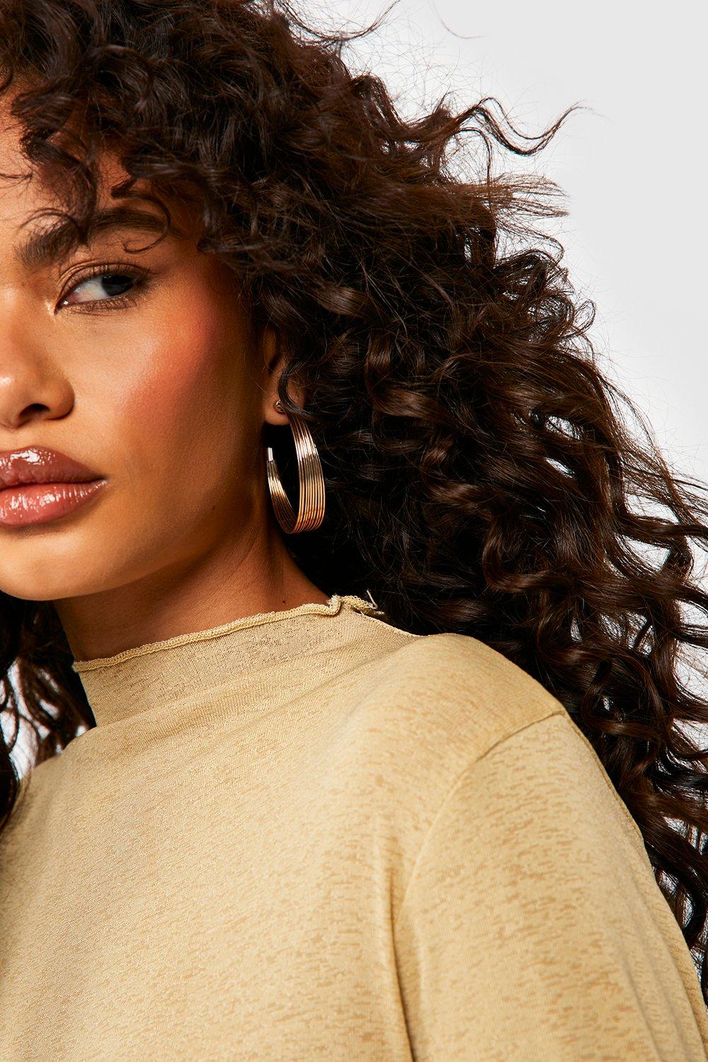 Wide hoop earrings sales