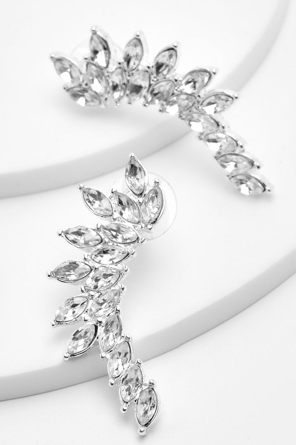 Crystal Floral Ear Climber boohoo UK