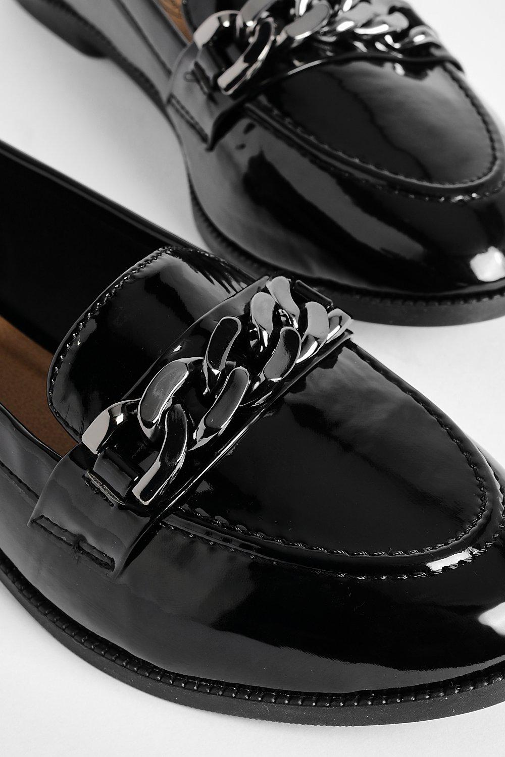 Link detail shop patent leather loafers