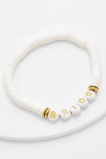 Bracelet perlé à slogan Bride white