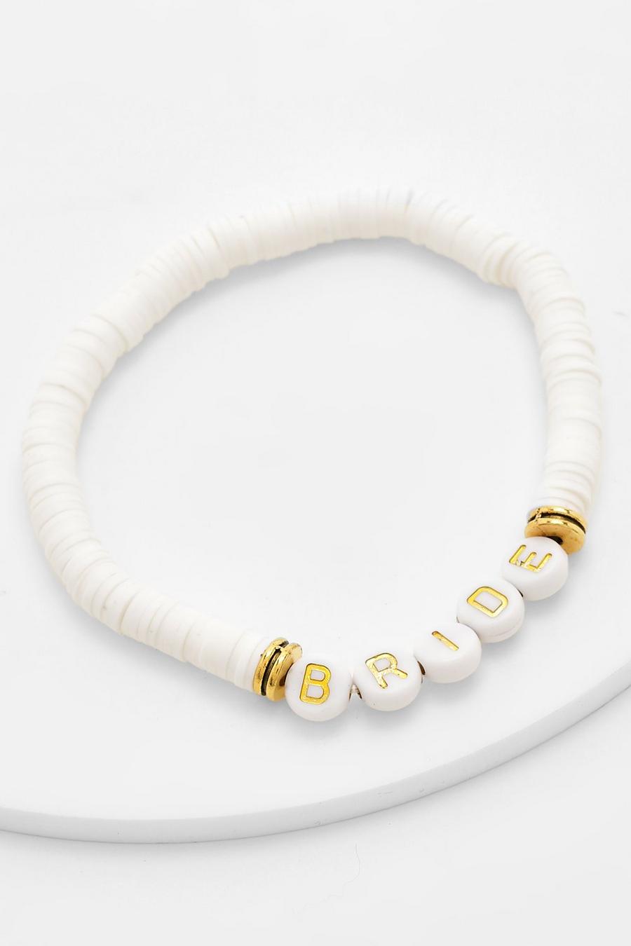 Bracelet perlé à slogan Bride, White image number 1