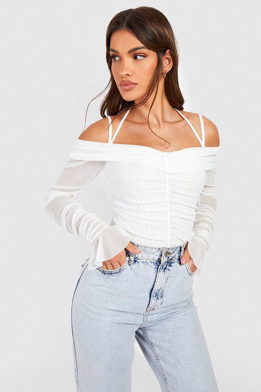 Long sleeve shop halter top