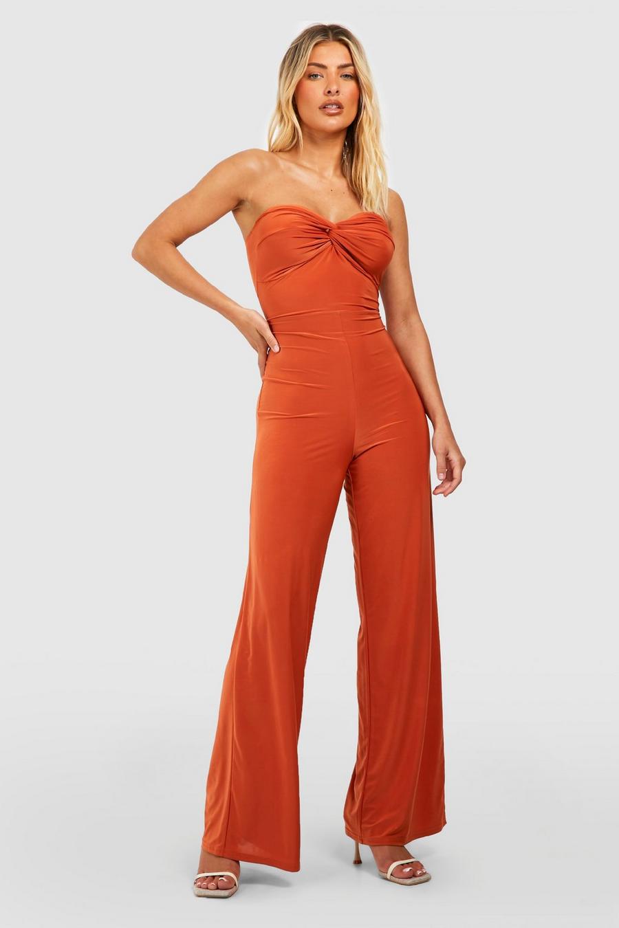 Almond Gedraaide Strapless Wide Leg Jumpsuit image number 1