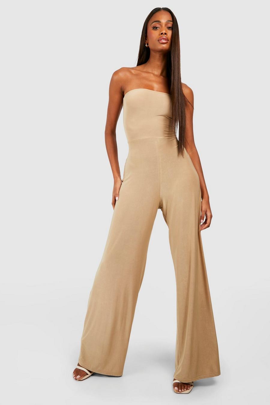 Stone Premium Heavy Weight Slinky Bandeau Wide Leg Jumpsuit image number 1