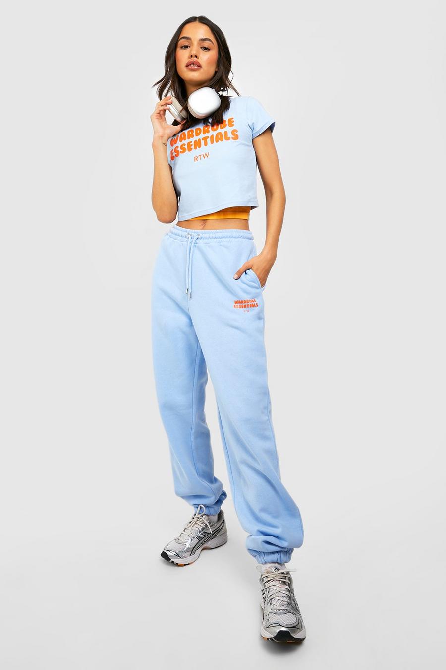 Baby blue Wardrobe Essentials Crop T-shirt And Jogger Set  image number 1
