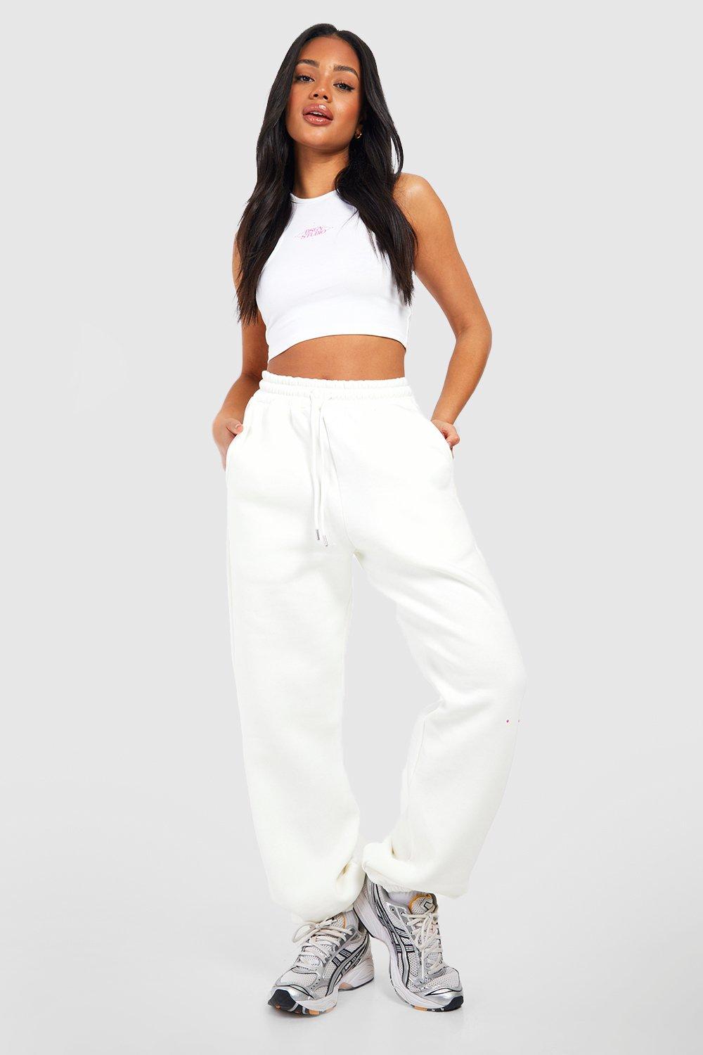 all white jogger set