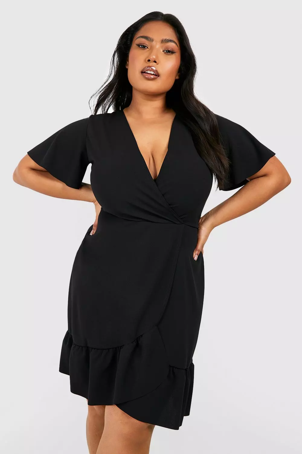 Ruffle wrap shop dress plus size