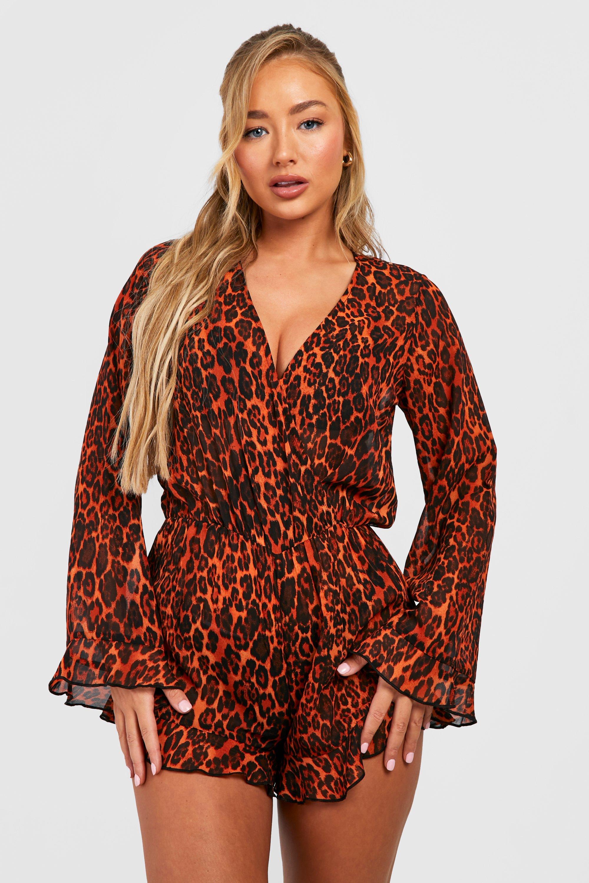 Orange animal print jumpsuit clearance