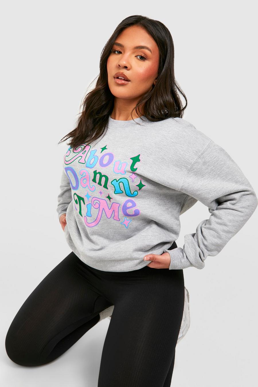 Grey marl Lizzo About Time Plus Sweatshirt med tryck