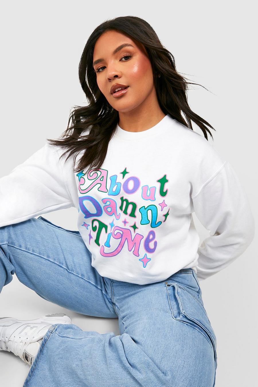 White Lizzo About Time Plus Sweatshirt med tryck image number 1