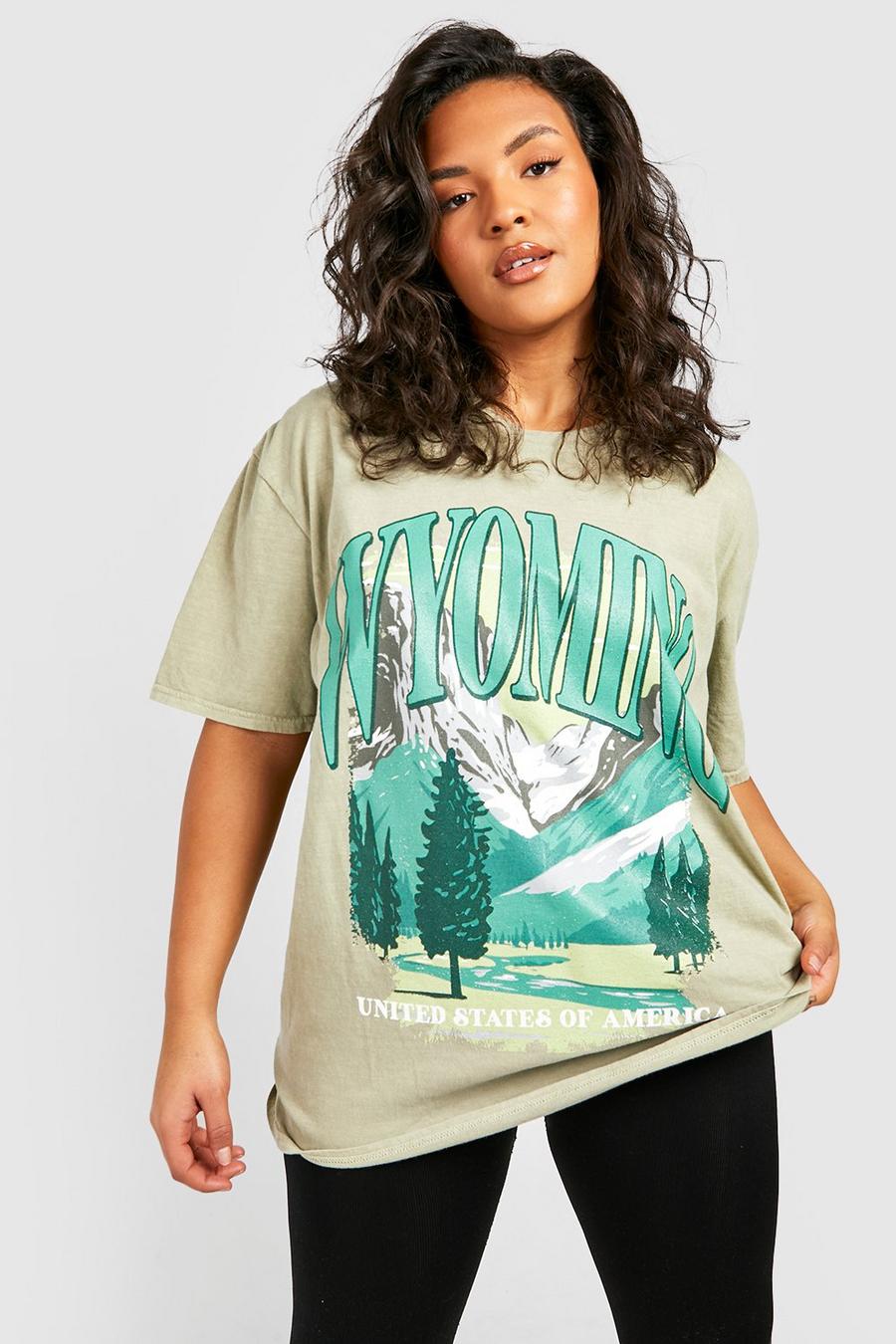 Sage Plus Oversized Gebleekt Wyoming T-Shirt image number 1