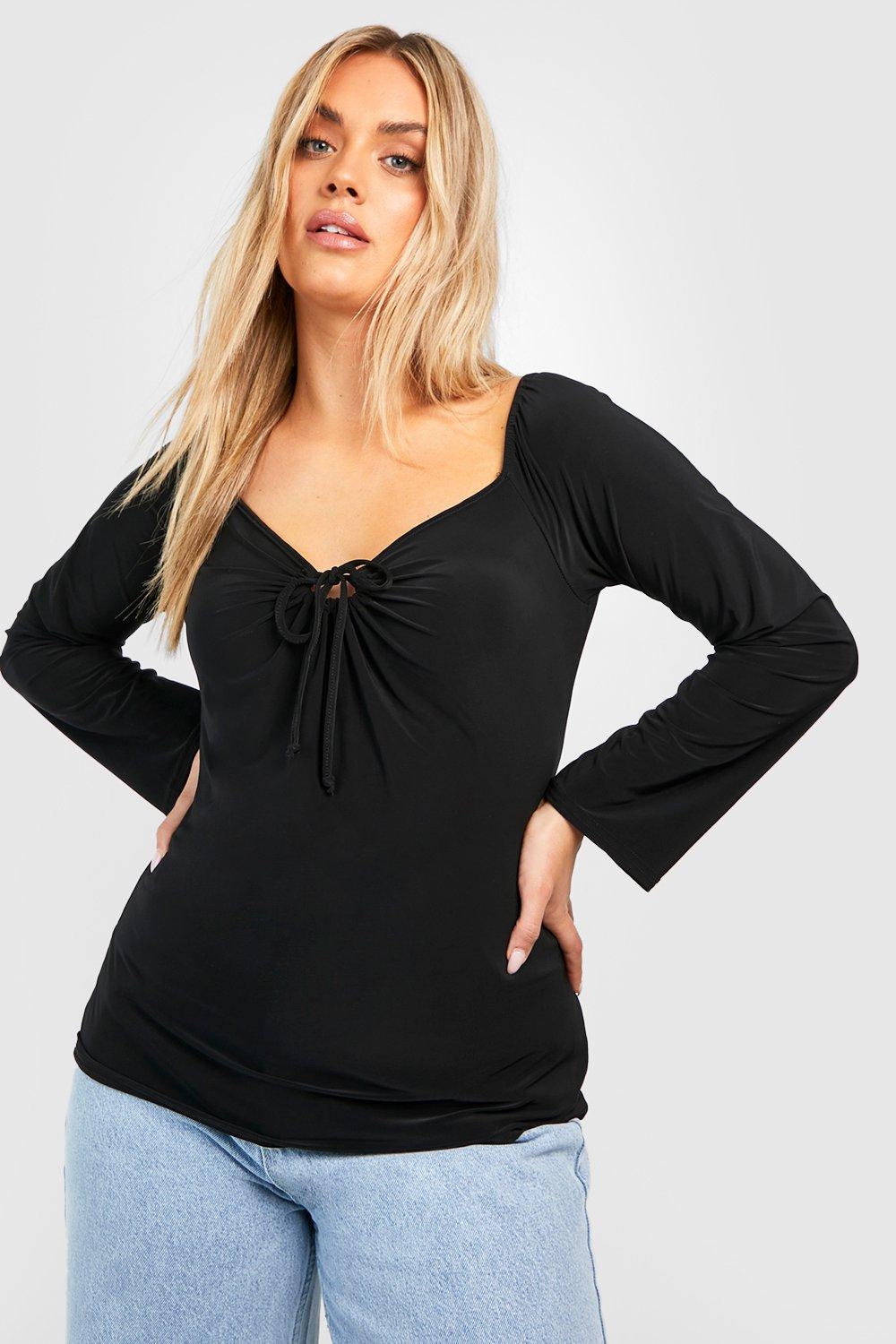 Plus Keyhole Flare Sleeve Top | boohoo