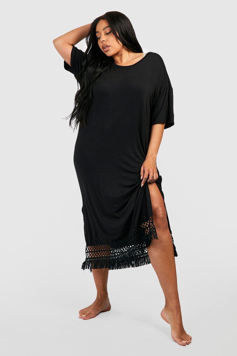 Grande taille Robe de plage franges boohoo